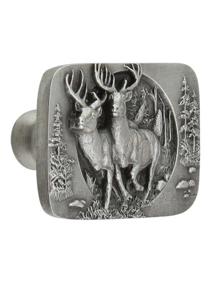 Bucks on the Run Cabinet Knob in Antique Pewter.